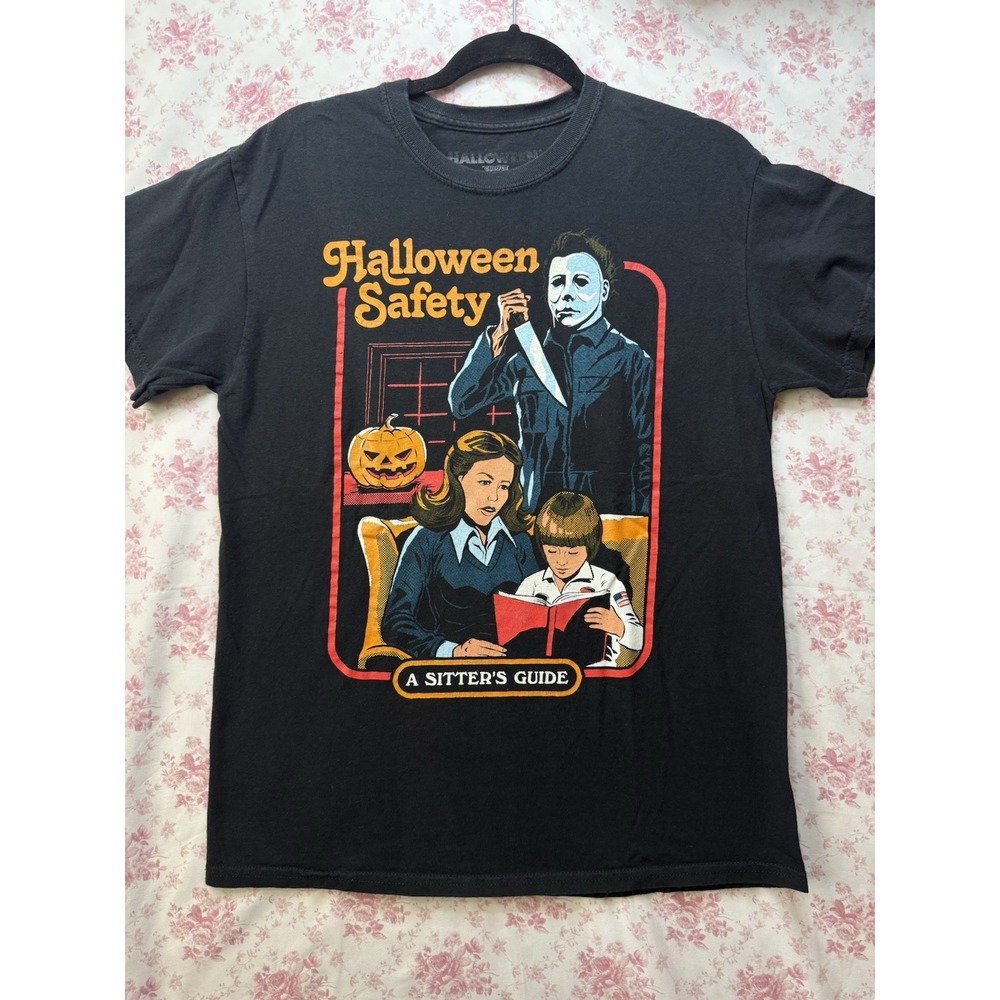 Halloween Safety A Sitter's Guide Michael Myers T-Shirt Men's Medium Black